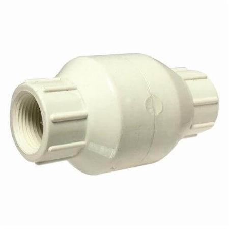 Midland Industries InLine Spring Check Valve, 12 Nominal, FPT, 200 psi at 77 deg F, PVC Body 940331